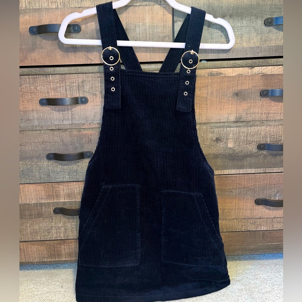 Black Corduroy Overall Dress | Size: Small